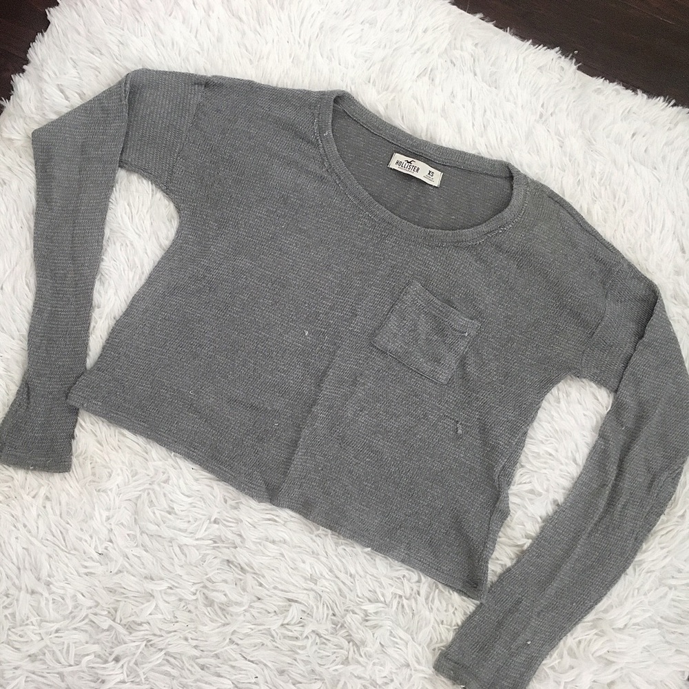Hollister Co. Gray Long Sleeve Crop